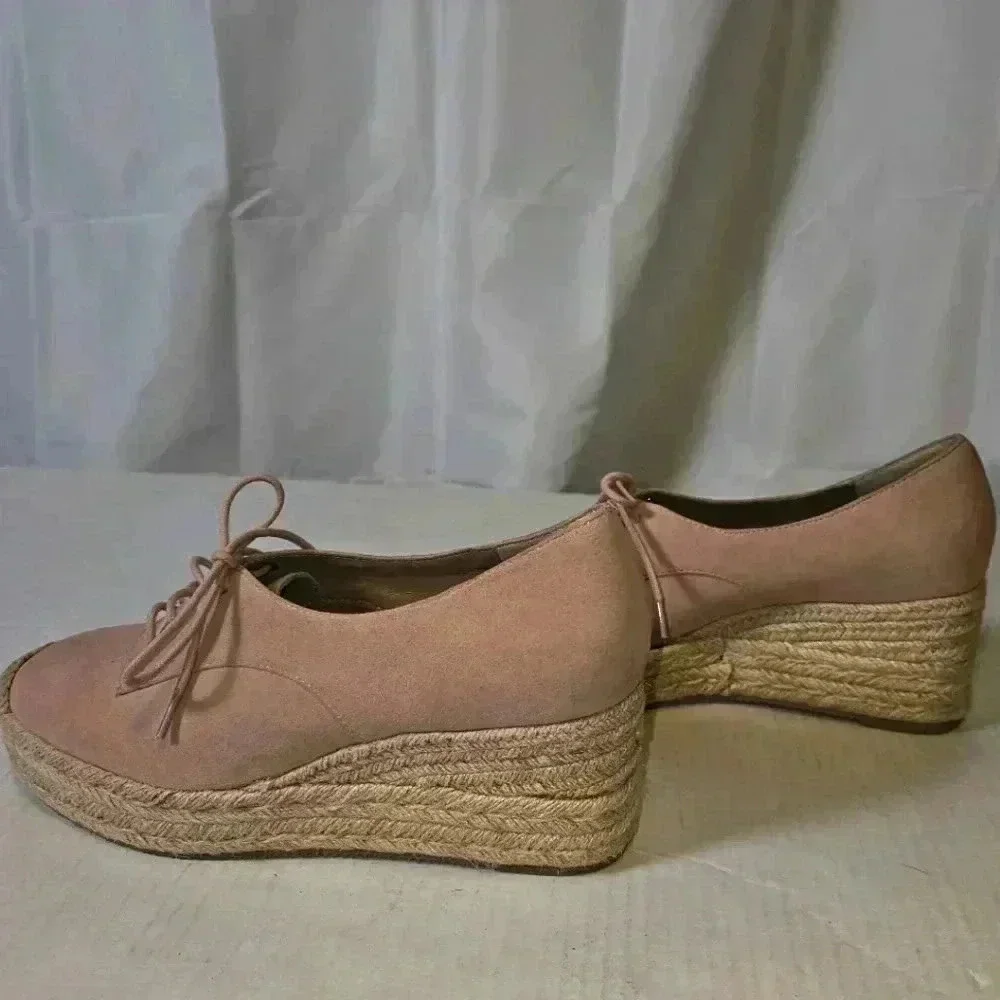 Bettye Mueller Concept Regina Mauve/‎ Blush Suede Lace Up Espadrille Wedges 7.5